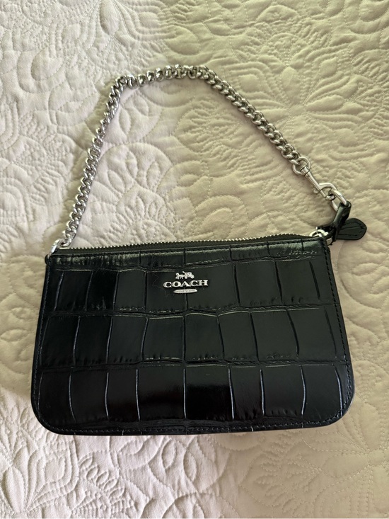 Coach Handbags - Coach Black Leather Crocodile Shoulder Bag